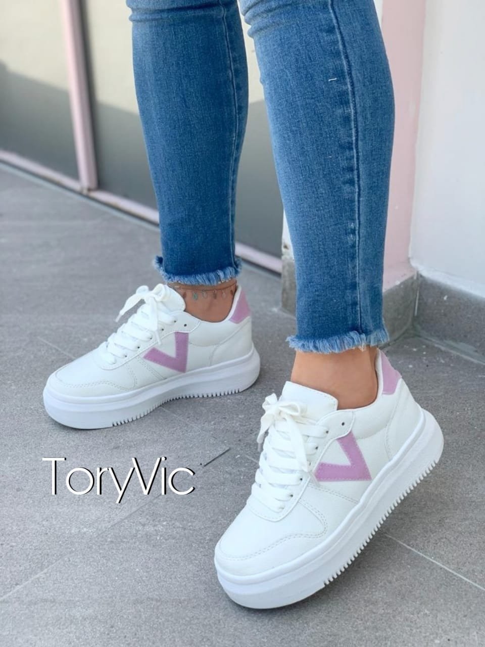 Tenis de - V-classic blanco lila ToryVic