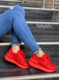 tenis de mujer, zapatos para mujer, botines para mujer. calzado de mujer. Toryvic. London rojo