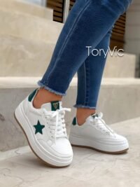 tenis, zapatos y botines para mujer toryvic. Star blanco verde