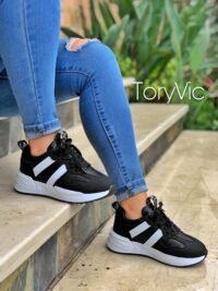 tenis, zapatos y botines para mujer toryvic. Munich negro blanco