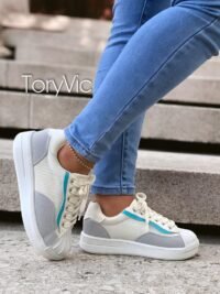 tenis, zapatos y botines para mujer toryvic. Basic arena - celeste