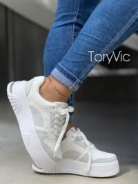 tenis, zapatos y botines para mujer toryvic. modd blanco gris