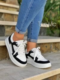 tenis, zapatos y botines para mujer toryvic. Rush blanco negro
