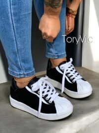 tenis, zapatos y botines para mujer toryvic. Basic negro - blanco