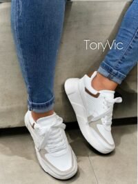 tenis, zapatos y botines para mujer toryvic Monaco blanco miel